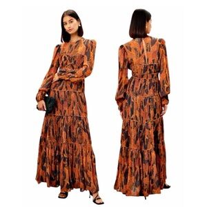 FARM Rio Giraffes Puff Sleeve Maxi Dress, Size: L